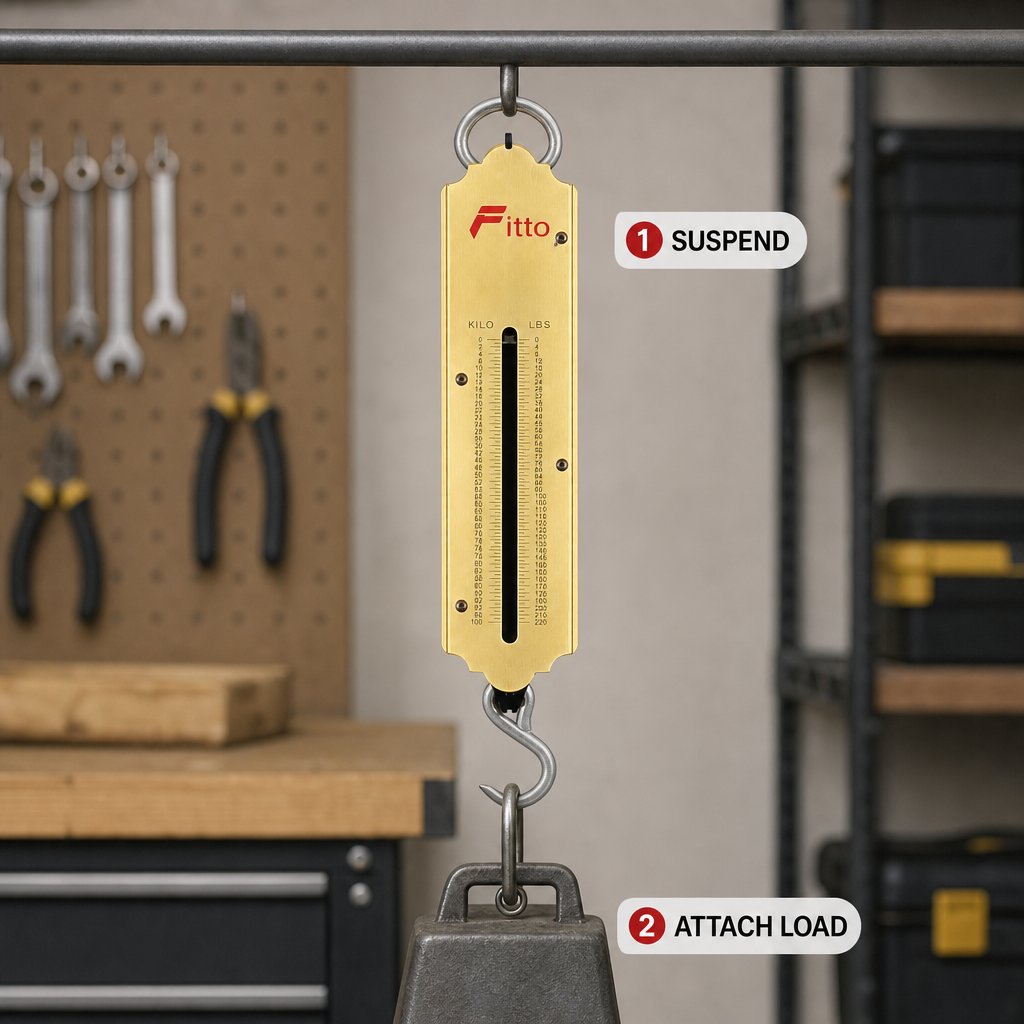 96 Pieces Mechanical Spring Hanging Scale, 100 kg Capacity, Brass Body, 20 cm, Manual Load Measurement, 1 Piece