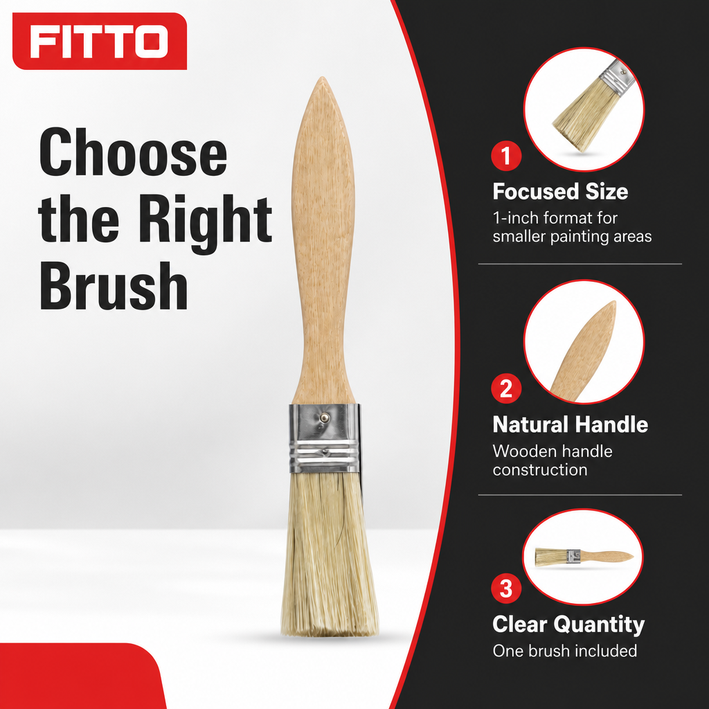 240 Pieces Wooden Handle Paint Brush, 1 Inch, Single Brush for Painting Projects