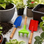 120 Pieces Garden Hand Tools Set, 3 Pieces with Wooden Handles, Red Green and Blue Cultivating Tools