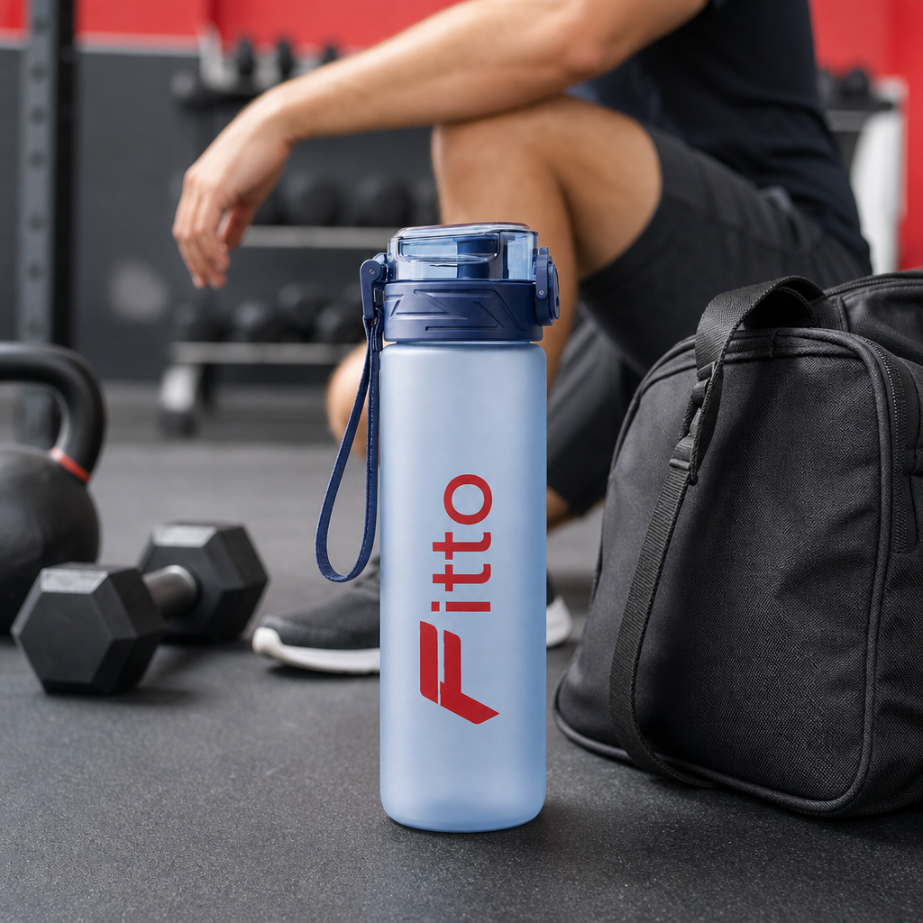 96 Pieces 800ml Water Bottle with Carry Strap, Blue Sports Hydration Bottle