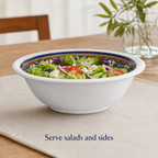 96 Pieces Melamine Salad Bowl, 7 Inch, Decorative Patterned Rim, White