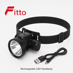 96 Pieces Black Rechargeable LED Headlamp with Charging Cable, 3 W, 1 Piece