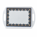 96 Pieces Melamine Rectangular Serving Trays with Handles, White, 15 Inch, Decorative Border