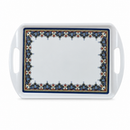 96 Pieces Melamine Rectangular Serving Trays with Handles, White, 15 Inch, Decorative Border