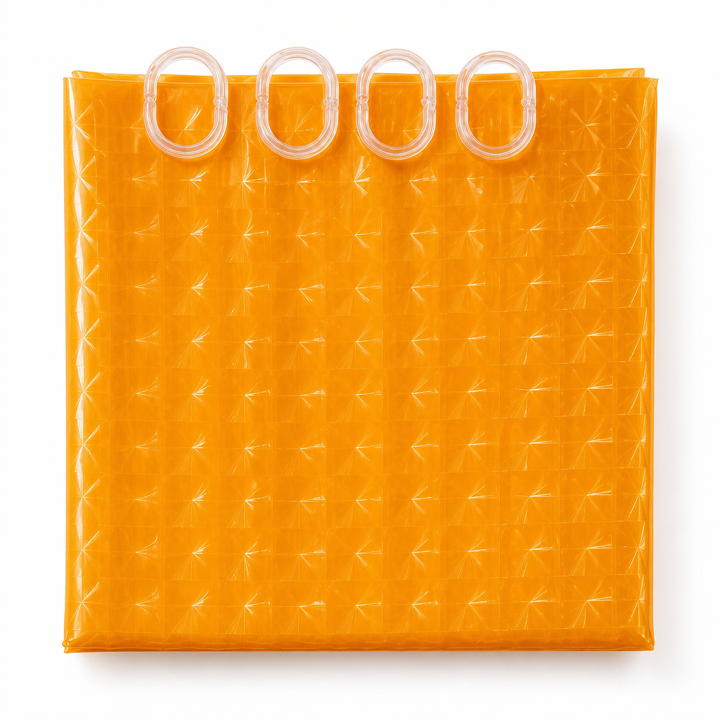 96 Pieces Shower Curtains, Orange Textured EVA and PEVA with Clear Hooks, 178 x 183 cm