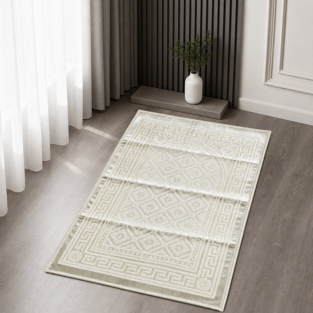 48 Pieces Pearl Velvet Prayer Mats, Turkish Style Decorative Pattern, Single Foldable Mat