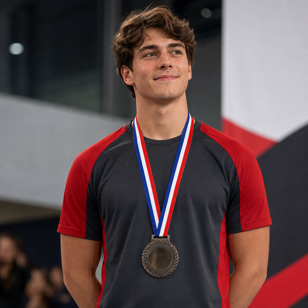 144 Pieces Plain Sports Medal with Red White and Blue Ribbon, Bronze