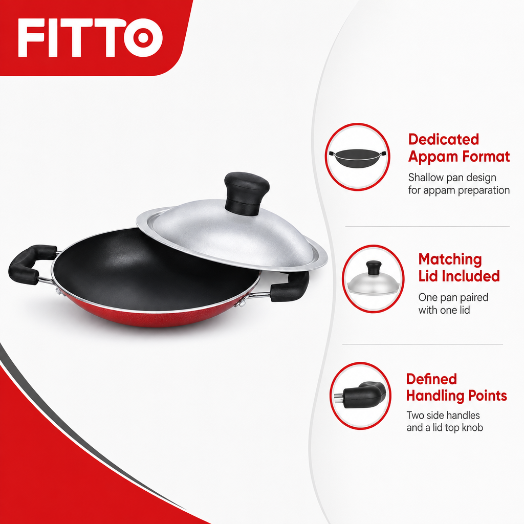 72 Pieces Non Stick Appam Pan with Lid, 1 Piece, 14 x 12 x 10 cm