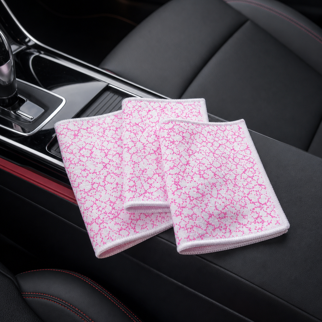 96 Pieces Microfiber All-Purpose Cleaning Cloths, 32 x 32 cm, Pink/White, 3-Pack