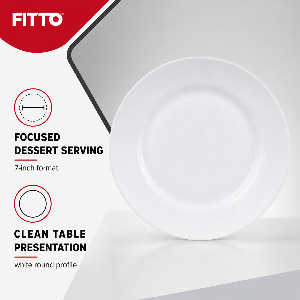 144 Pieces Dessert Plate, White, 7 Inch, Single Round Plate for Desserts and Small Servings