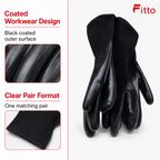 96 Pieces Coated Work Gloveses, 24 cm, Black, 1 Pair