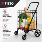 48 Pieces Black Metal Grocery Shopping Trolleys with Basket and Four Wheels, 1 Unit