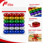 96 Pieces Assorted Colour Laser Ribbon Rolls, 5 mm x 10 m, 24 Rolls for Crafting and Decoration