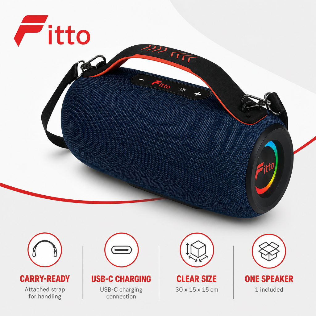 48 Pieces Wireless Speaker with Carry Strap, USB-C Charging and Cylindrical Portable Design
