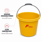 96 Pieces Yellow Plastic Bucket 16 Litre With Handle