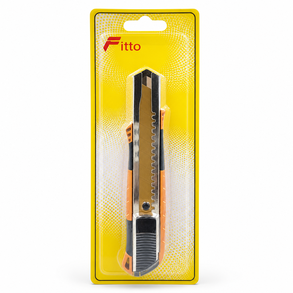 96 Pieces Utility Knives Cutter with Titanium Blade, 18 mm, Brown and Grey Handheld Cutting Tool