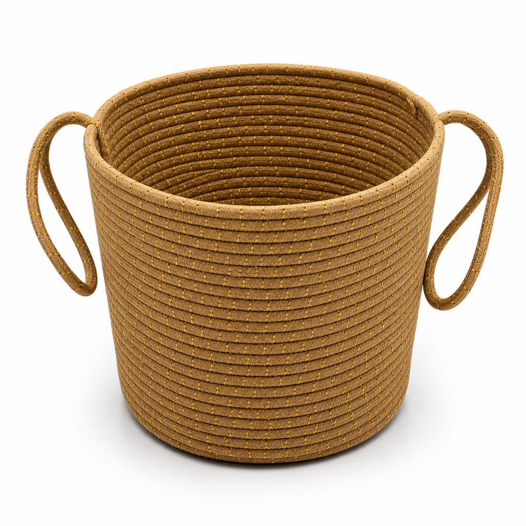 96 Pieces Woven Rope Storage Basket With Handles, Medium Brown, Medium, 25 x 25 x 20 cm