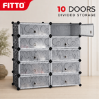 48 Pieces 10-Door Modular Storage Cabinet, Grey And Black, 95 x 37 x 93 cm, 1 Unit