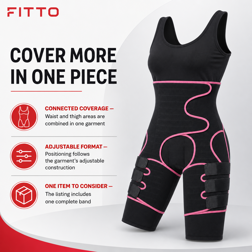 72 Pieces Adjustable Waist and Thigh Shapewear Band, One-Piece Body-Shaping Garment, Black and Pink, 1 Piece