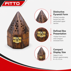 96 Pieces Wooden Pyramid Incense Burner Box, 3 Inch, Brown Decorative Holder