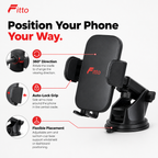96 Pieces 360° Auto-Lock Car Phone Holder, Adjustable Suction Mount for Windshield or Dashboard, Black