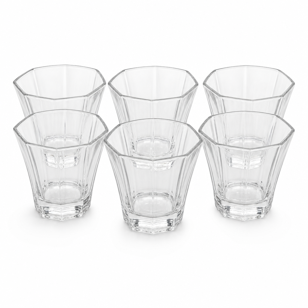 96 Pieces Glass Tumbler Set, 230 ml Clear Drinking Glasses, 6 Pieces