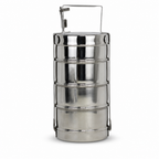 60 Pieces Stainless Steel Tiffin Lunch Box, 10 Inch, 4 Tier Stackable Meal Container with Carry Handle