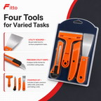 96 Pieces 4-Piece Hand Tool Set with Utility Scraper, Precision Utility Knife, Putty Knife and Folding Cutter, Orange