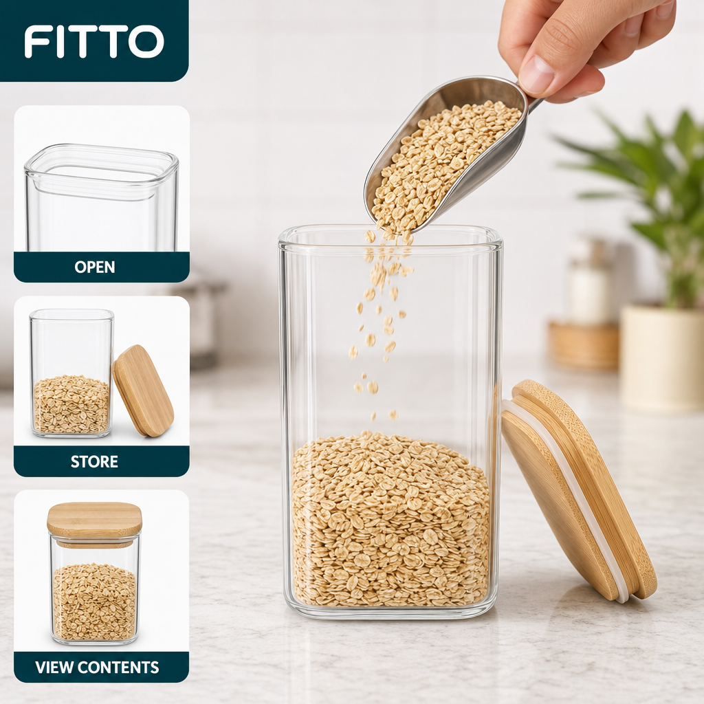 144 Pieces Glass Storage Jar with Wooden Lid, 12 x 6 x 6 cm, Clear and Natural Wood, 1 Piece