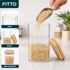 144 Pieces Glass Storage Jar with Wooden Lid, 12 x 6 x 6 cm, Clear and Natural Wood, 1 Piece