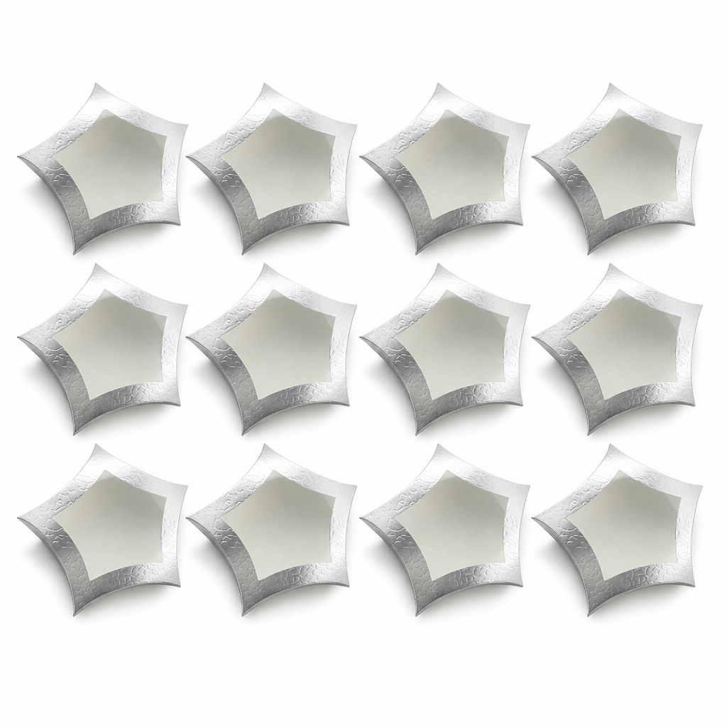 96 Pieces Star-Shaped Candy Boxes, Silver, 24 x 24 x 5 cm, 12 Pieces