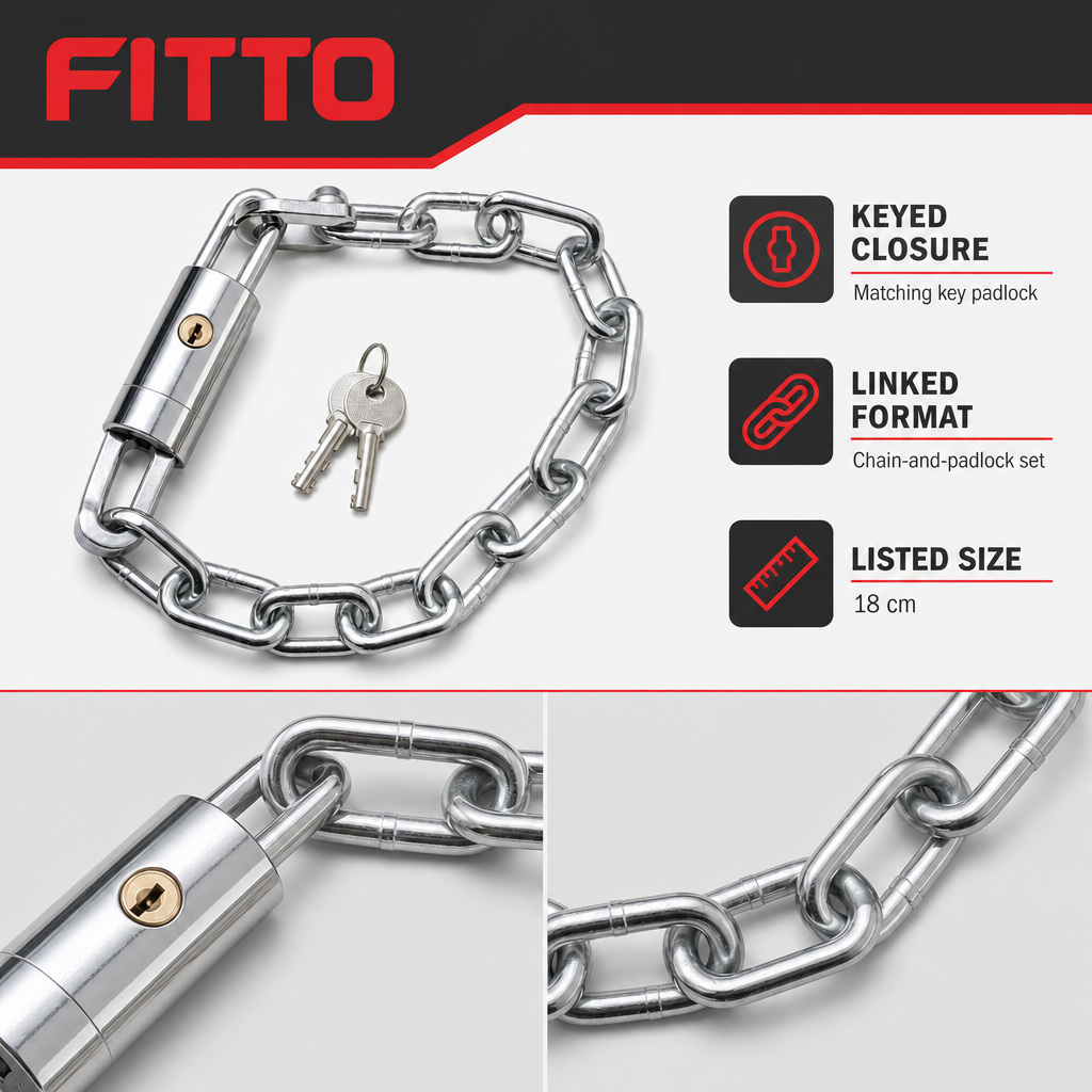 96 Pieces Heavy-Duty Security Chain Lock with Matching Key Padlock, 18 cm, Silver, 1 Piece
