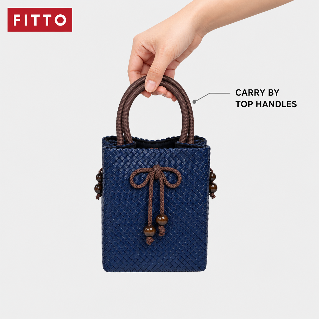 72 Pieces Mini Woven Handbags with Top Handles, Blue, 16 x 13 x 8 cm