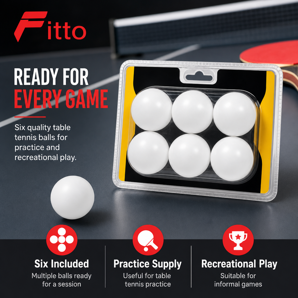 144 Pieces Table Tennis Balls, White, 6-Piece Pack for Practice and Recreational Play