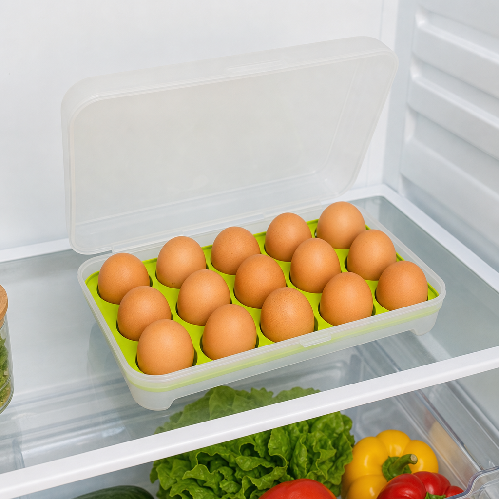 120 Pieces Egg Storage Tray with Lid, 15-Egg Plastic Organizer, Green or Orange