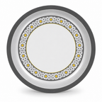 96 Pieces Round Melamine Woven Serving Trays, 35 cm, White with Floral Pattern