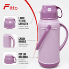72 Pieces 2 Litre Insulated Vacuum Flask with Carry Handle and Cup Lid, Assorted Colour, 1 Piece