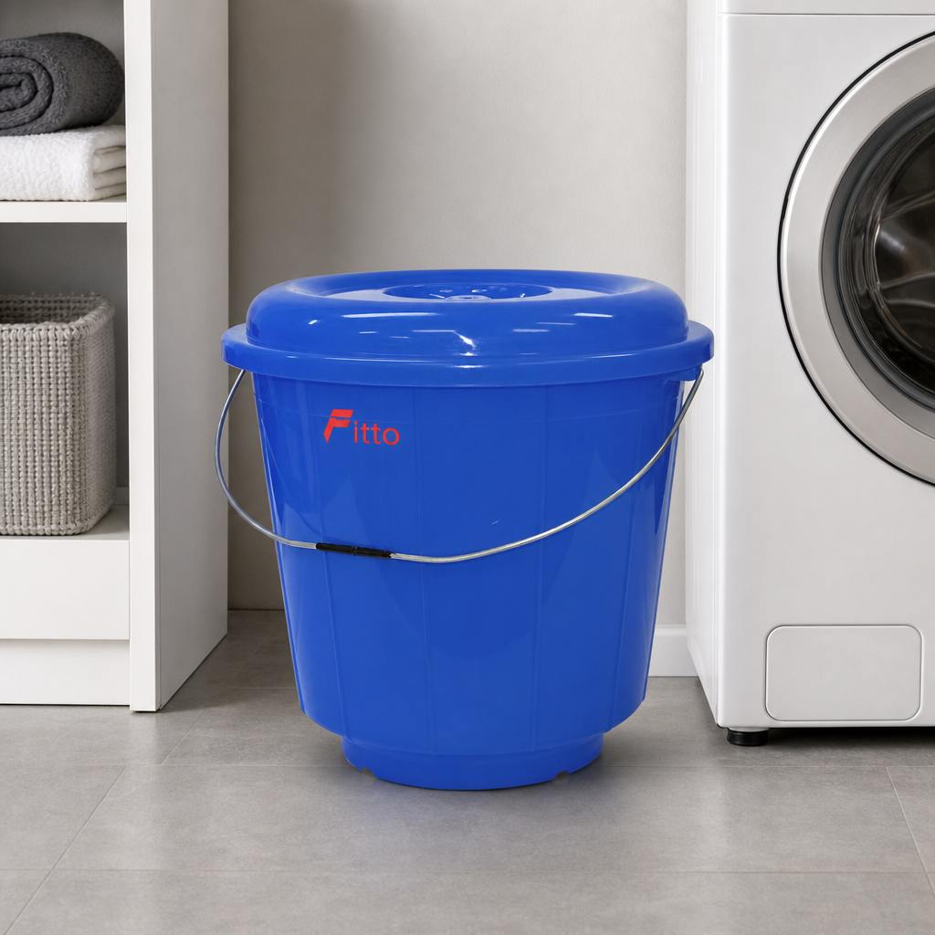 96 Pieces Plastic Bucket with Lid and Carry Handle, 17 Litre, Blue