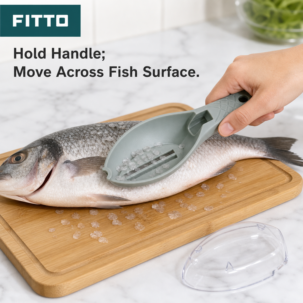240 Pieces Fish Scalers with Clear Protective Cap, Grey Handheld Fish Cleaning Tool, 1 Piece
