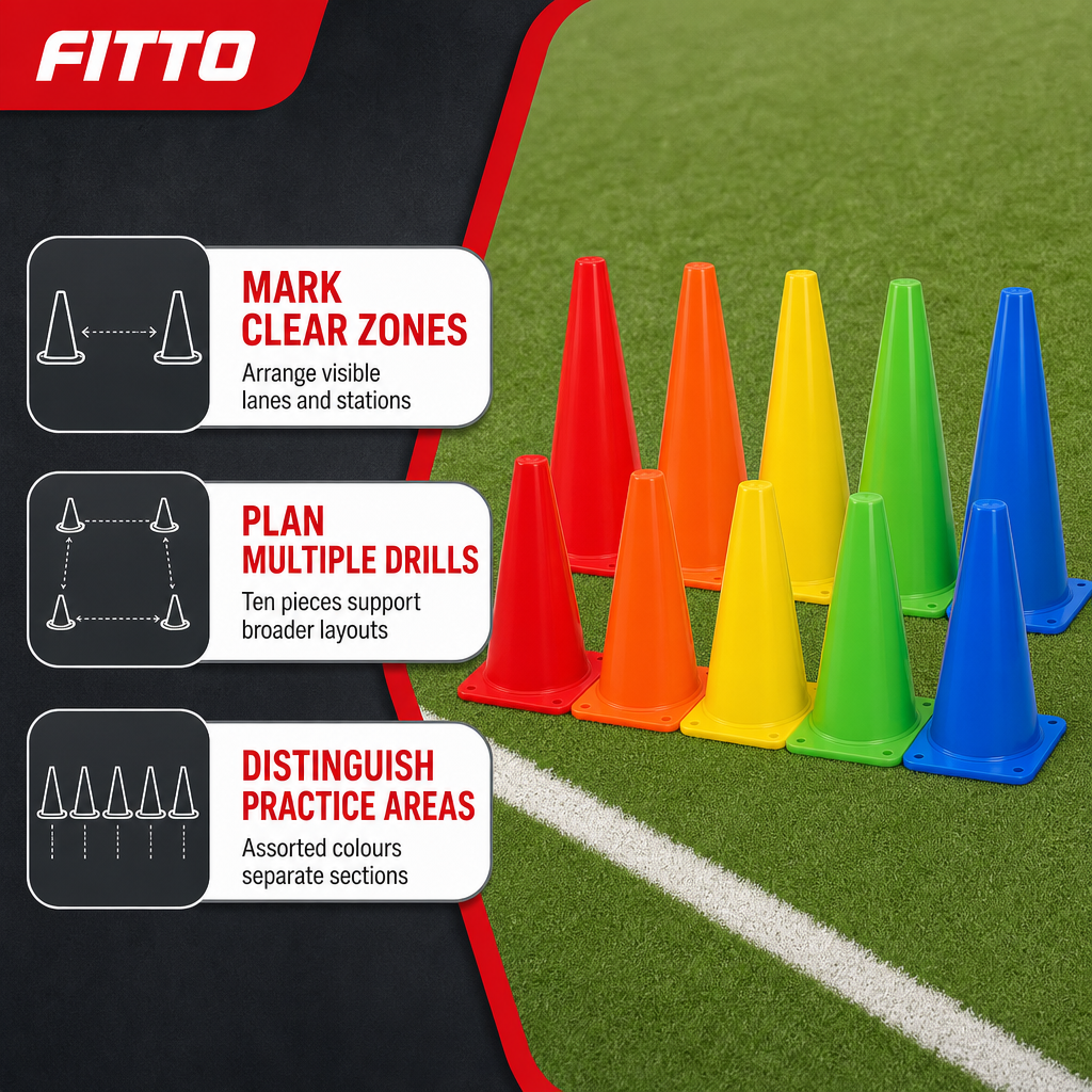 96 Pieces Plastic Training Cones, 28 cm, Multicolor, 10-Piece Pack
