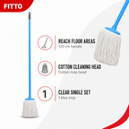 96 Pieces Cotton Mop with Painted Iron Handle, 200 g, Blue, 120 cm