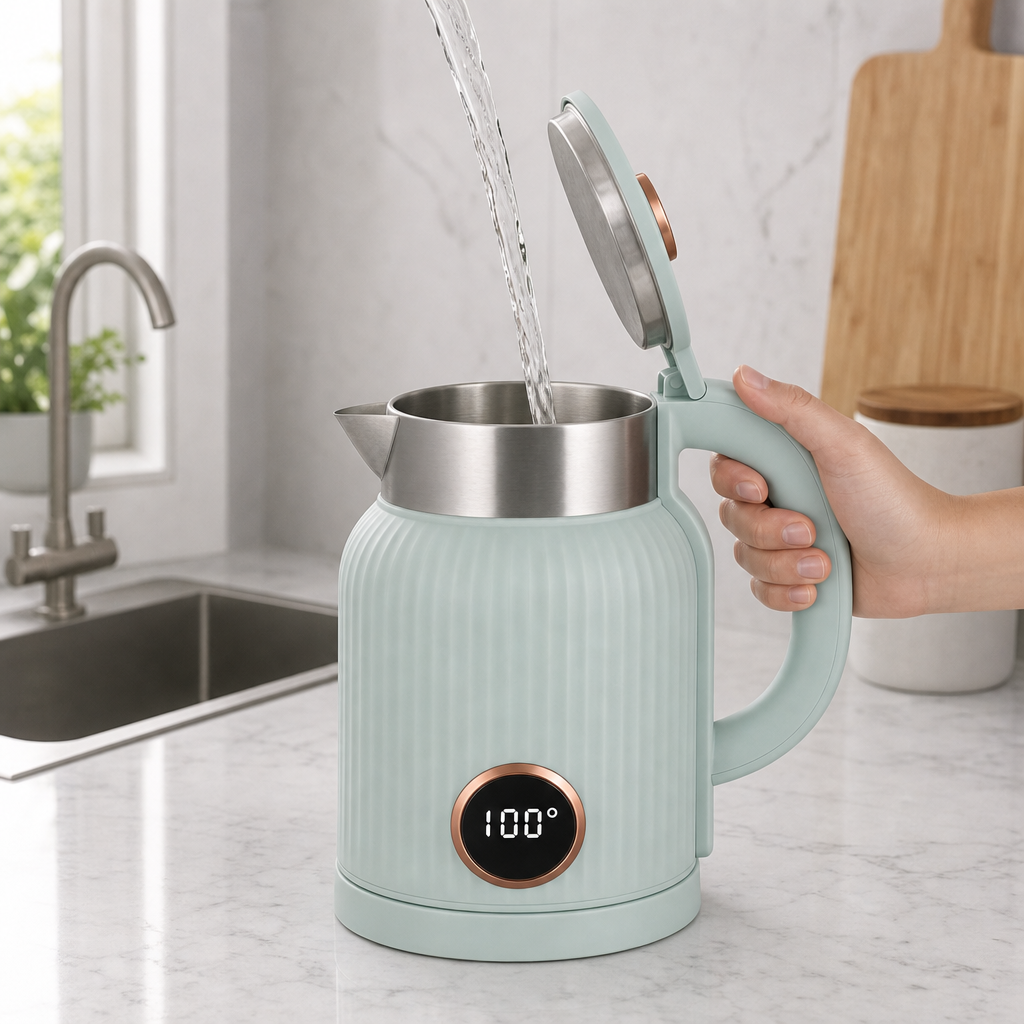 60 Pieces Electric Kettles with Temperature Display, 2 Litre, 1500 W, Teal and White, 1 Unit