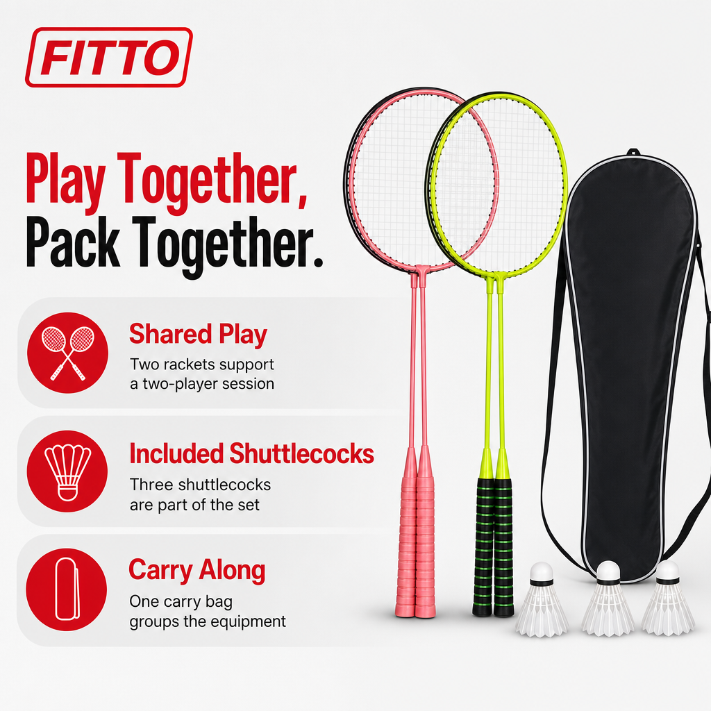 96 Pieces Badminton Racket Set with 2 Rackets, 3 Shuttlecocks and Carry Bag