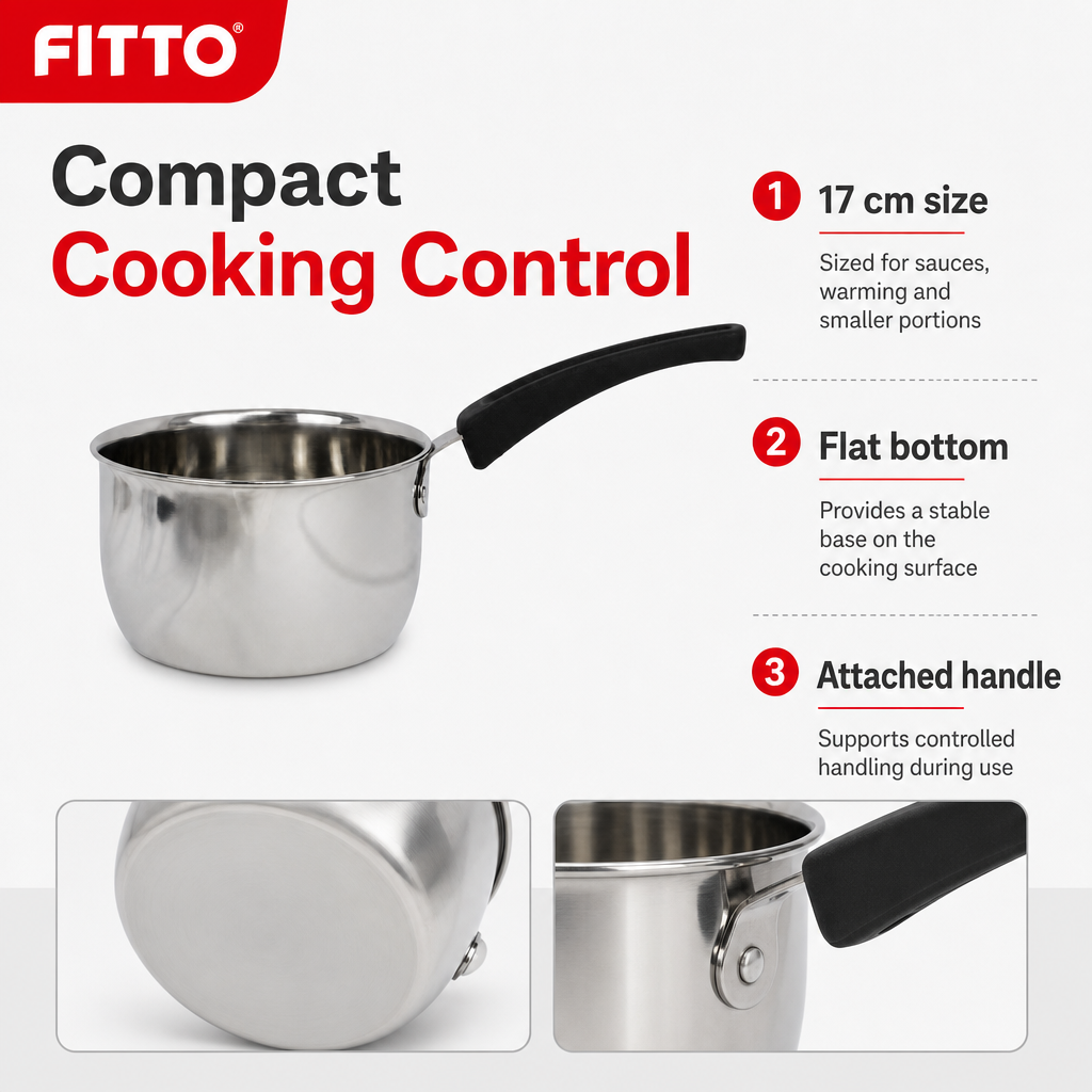 72 Pieces Stainless Steel Flat Bottom Saucepan, 17 cm