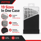 72 Pieces Twist Drill Bit Sets HSS, 1.0–10.0 mm, Silver and Black Case, 19 Pieces