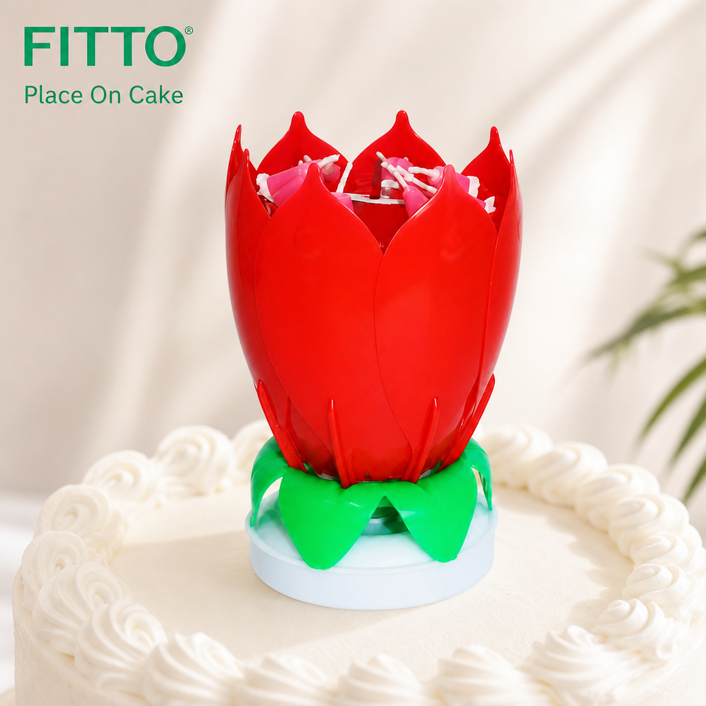 120 Pieces Red Flower Music Cake Candle, 1 Piece, Cake Decoration