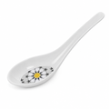 240 Pieces Melamine Chinese Soup Spoon, White Floral Pattern, 15 cm
