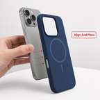 120 Pieces Silicone Magnetic Phone Cases with Raised Camera Protection, Navy Blue, 16 Pro Max