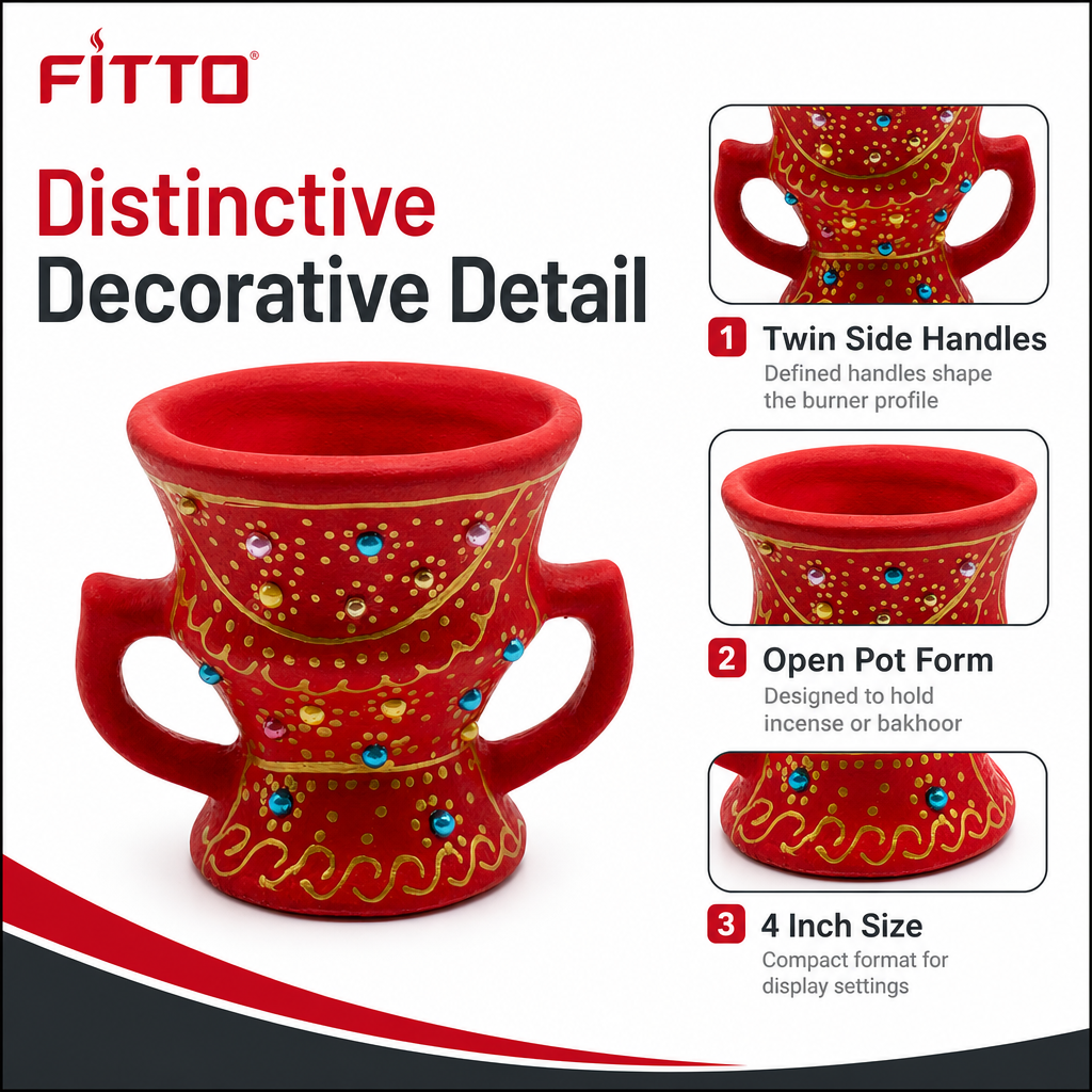 96 Pieces Decorative Incense Burner Pot with Twin Handles, Red 4 Inch