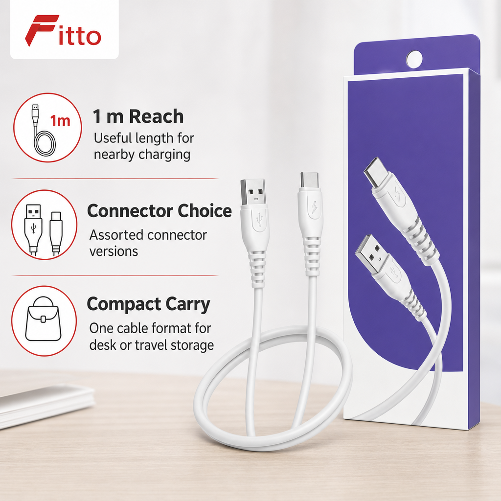 240 Pieces USB Charging Cables, Assorted Connector Versions, 1 m